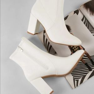 White Vegan Leather High Heel Boots